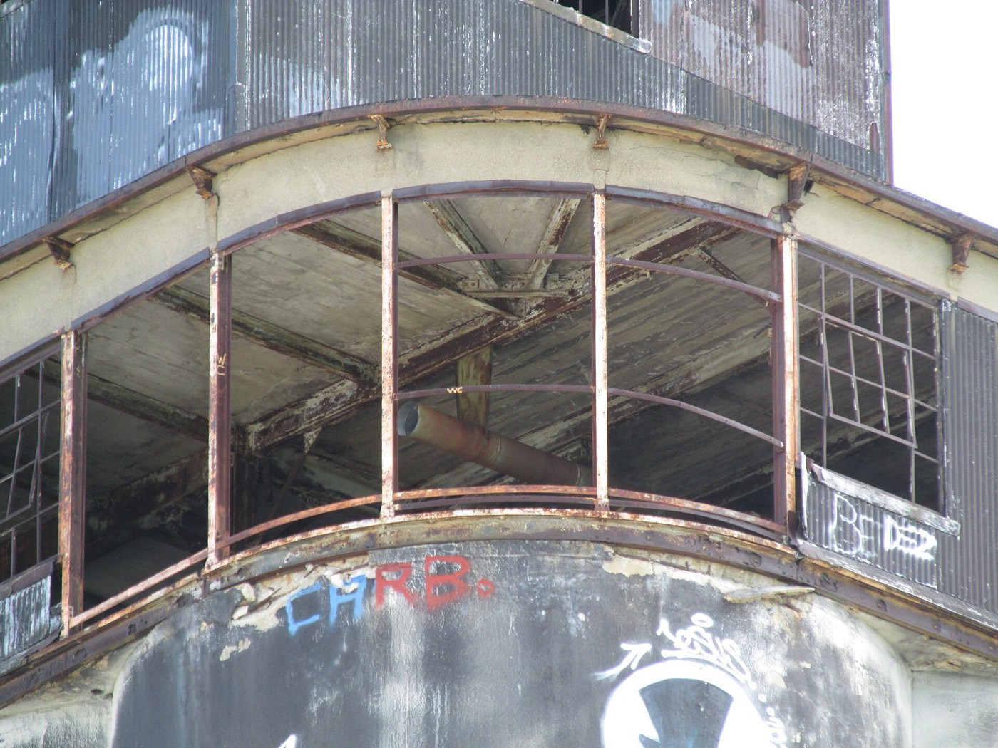 Arched steel-framed windows high on the terminal