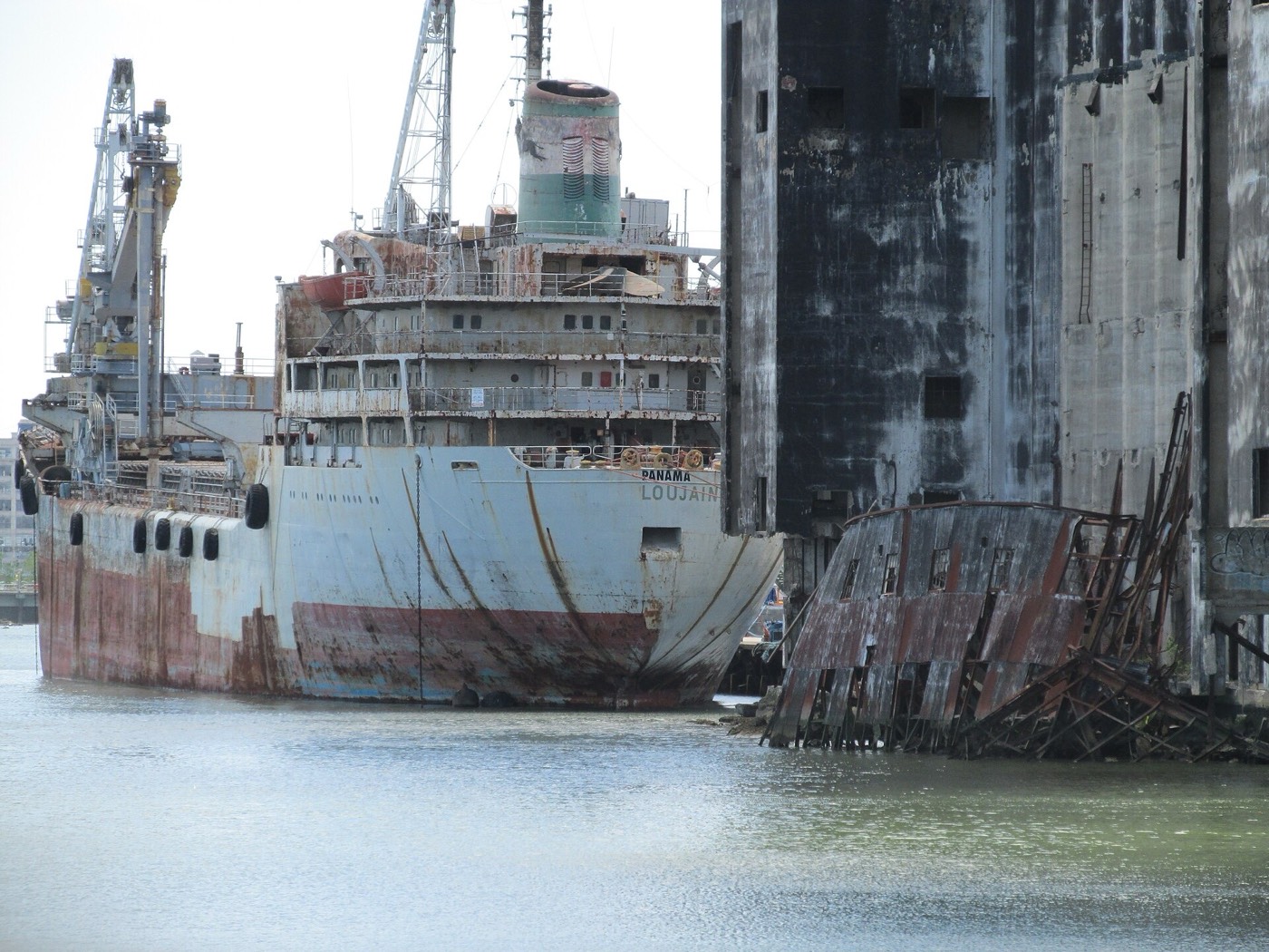 A large ship moored at the terminal pier