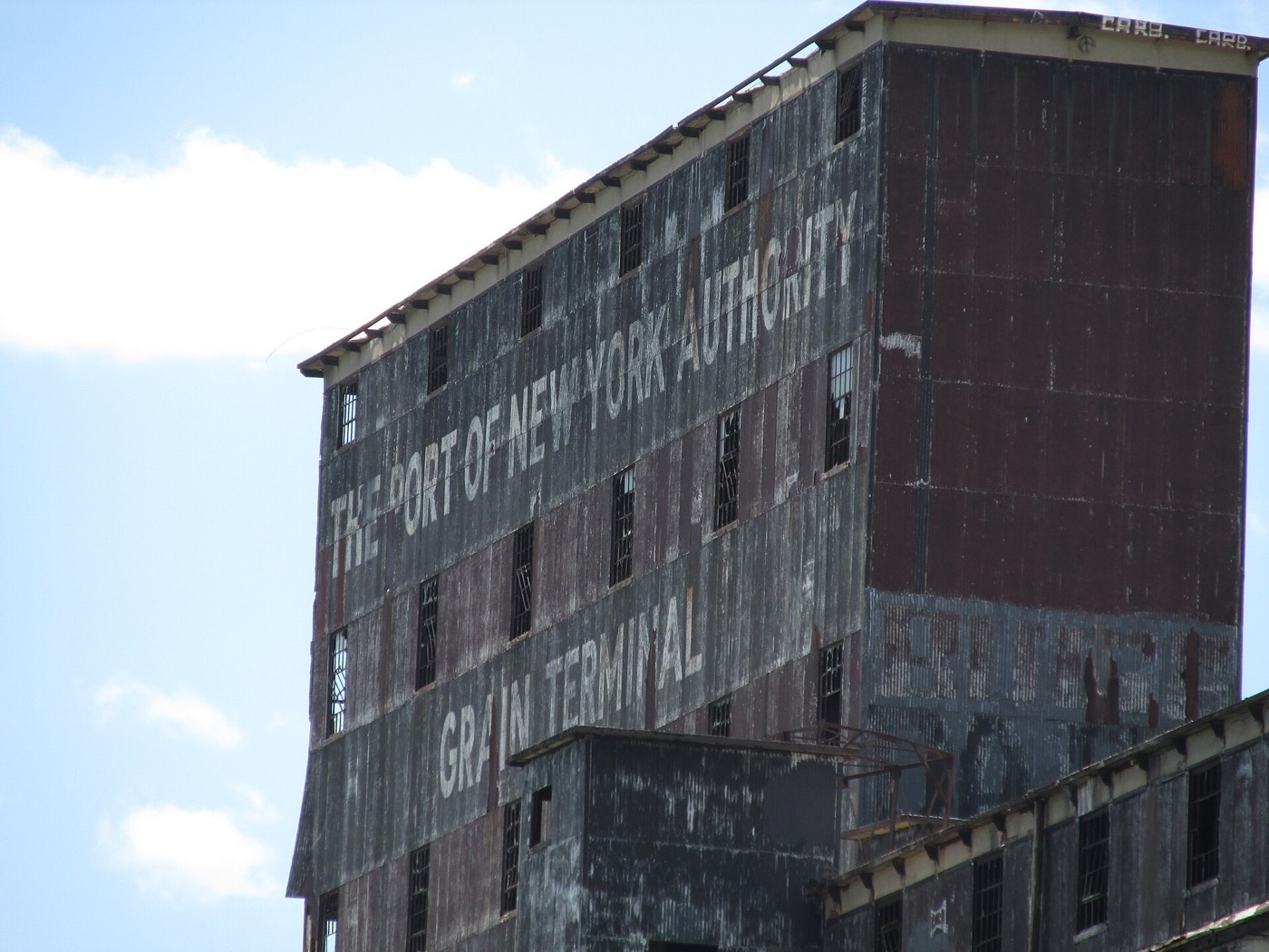 Weathered concrete towers of the grain terminal
