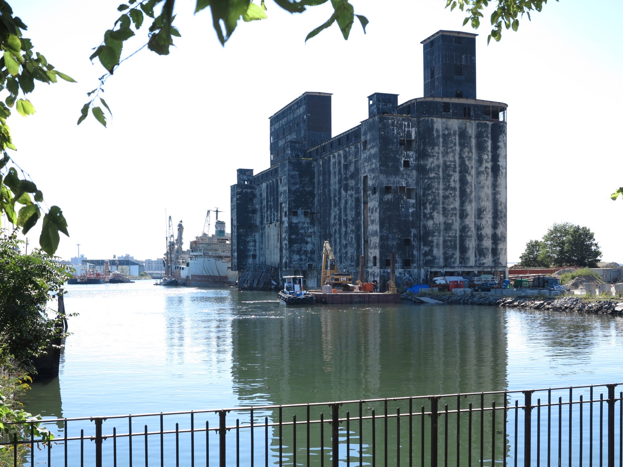 The grain terminal seen across the water of Gowanus Bay